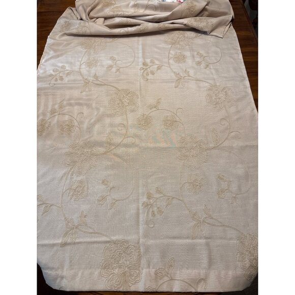 Laura Ashley Beige Embroidered Floral Curtain Panel 83x37 - Picture 1 of 5